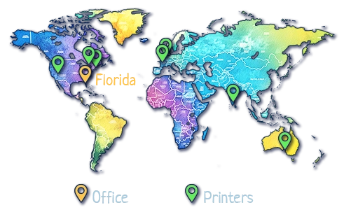 Worldmap with locations highlighted.
