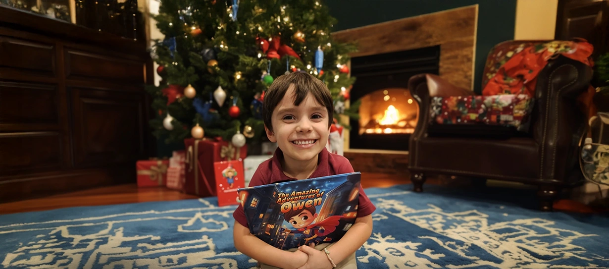 Child holding a Craft a Tale book.